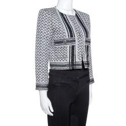 Pre Owned Chanel Monochrome Textured Sequined Jacket M