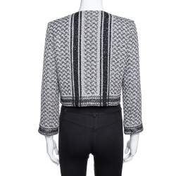 Pre Owned Chanel Monochrome Textured Sequined Jacket M