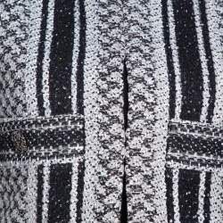 Pre Owned Chanel Monochrome Textured Sequined Jacket M