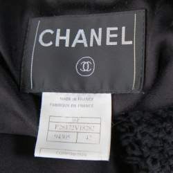 Pre Owned Chanel Black Silk & Cotton Fringed Button Front Jacket L