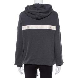 Pre Owned Chanel Dark Grey Cotton & Cashmere Logo Band Detail Hoodie XL