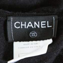 Chanel Black Cashmere Knit Round Neck Top L