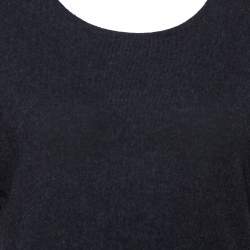 Chanel Black Cashmere Knit Round Neck Top L