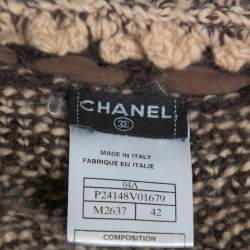 Chanel Vintage Brown Tweed Braided Trim Tie Neck Coat L