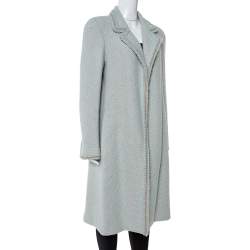 Chanel Vintage Mint Blue Tweed Open Front Coat XL