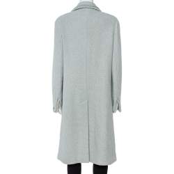Chanel Vintage Mint Blue Tweed Open Front Coat XL