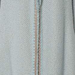 Chanel Vintage Mint Blue Tweed Open Front Coat XL