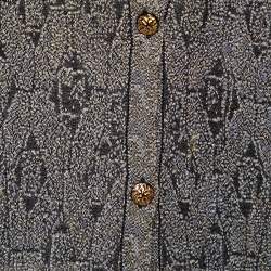 Pre Owned Chanel Black Lurex Jacquard Knit Button Front Cardigan S