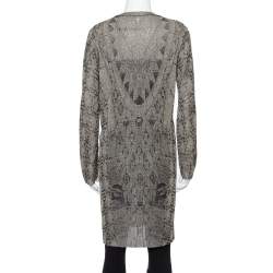 Pre Owned Chanel Black Lurex Jacquard Knit Button Front Cardigan S