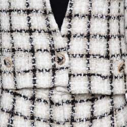 Chanel White Checked Tweed Wide Leg Trouser Suit M