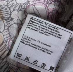 Pre Owned Chanel Pale Grey Floral Print Silk Sleeveless Dress L