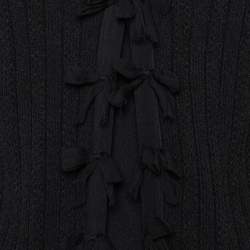 Pre Owned Chanel Black Knit & Bow Detail Cardigan L