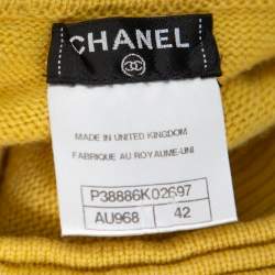 Pre Owned Chanel Paris Shanghai Collection Yellow Cashmere Logo Intarsia Knit Jumper L