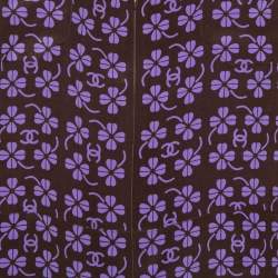 Pre Owned Chanel Brown Logo & Floral Printed Silk Zipper Front Blouse L