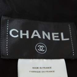 Pre Owned Chanel Black Textured Silk Embellished Detail Zip Front Jacket M