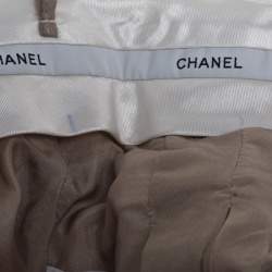 Chanel White Checked Tweed Wide Leg Trouser Suit M