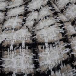 Chanel White Checked Tweed Wide Leg Trouser Suit M