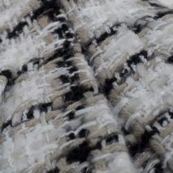 Chanel White Checked Tweed Wide Leg Trouser Suit M