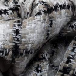 Chanel White Checked Tweed Wide Leg Trouser Suit M