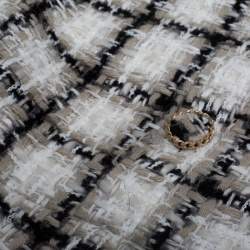 Chanel White Checked Tweed Wide Leg Trouser Suit M