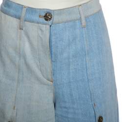 Chanel Two-Tone Denim Cropped Wide Leg Jeans M
