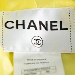 Pre Owned Chanel Yellow Tweed Button Front Cropped Blazer S