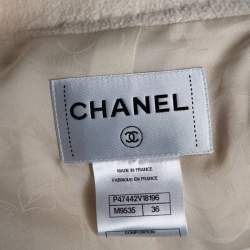 Chanel Cream Boucle Stand Collar Button Detail Jacket S