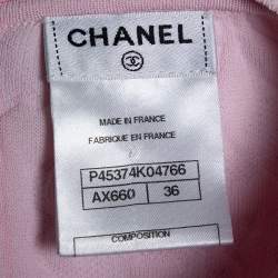 Pre Owned Chanel Pink Embossed Jacquard Knit Drop Waist Dress S