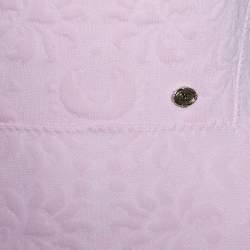 Pre Owned Chanel Pink Embossed Jacquard Knit Drop Waist Dress S
