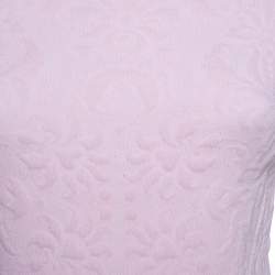 Pre Owned Chanel Pink Embossed Jacquard Knit Drop Waist Dress S