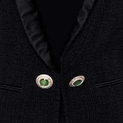 Pre Owned Chanel Black Tweed Contrast Extra Sleeve Detail Cropped Blazer M
