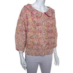 Pre Owned Chanel Multicolor Tweed  Sequin Embellished Button Front Jacket L