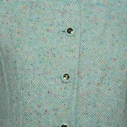 Chanel Mint Green Tweed Button Front Jacket L
