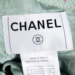 Chanel Mint Green Tweed Button Front Jacket L