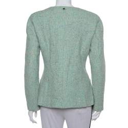 Chanel Mint Green Tweed Button Front Jacket L