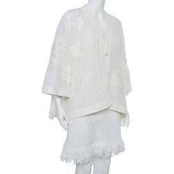 Chanel White Mesh Applique Detail Sleeveless Short Dress & Bell Sleeve Button Front Jacket M