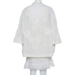 Chanel White Mesh Applique Detail Sleeveless Short Dress & Bell Sleeve Button Front Jacket M