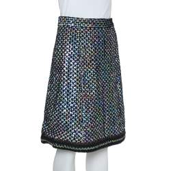 Chanel Black Knit Sequin Embellished Skirt M