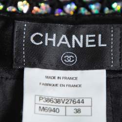 Chanel Black Knit Sequin Embellished Skirt M