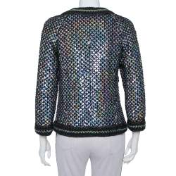 Chanel Black Knit Sequin Embellished Jacket M