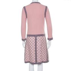 Pre Owned Chanel Pink Silk & Cashmere Button Front Midi Dress M