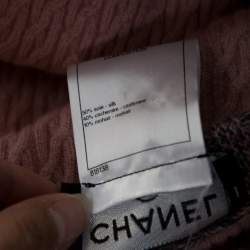 Pre Owned Chanel Pink Silk & Cashmere Button Front Midi Dress M