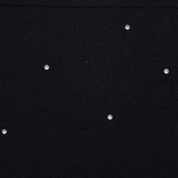 Pre Owned Chanel Black Wool Beads Embellished Mini Skirt M