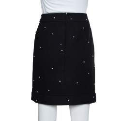 Pre Owned Chanel Black Wool Beads Embellished Mini Skirt M