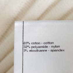 مملوكة مسبقًا فستان شانيل قصير مزين أكمام طبقات تريكو مضلع كريمي مقاس كبير (لارج)