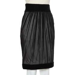 Pre Owned Chanel Black Silk Short Skirt S