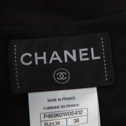 Chanel Black Tweed & Leather Sequin Embellished Paneled Mini Dress M