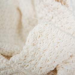 Chanel Cream Chunky Knit Front Tie Detail Vintage Cardigan M
