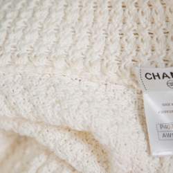 Chanel Cream Chunky Knit Front Tie Detail Vintage Cardigan M