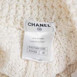 Chanel Cream Chunky Knit Front Tie Detail Vintage Cardigan M